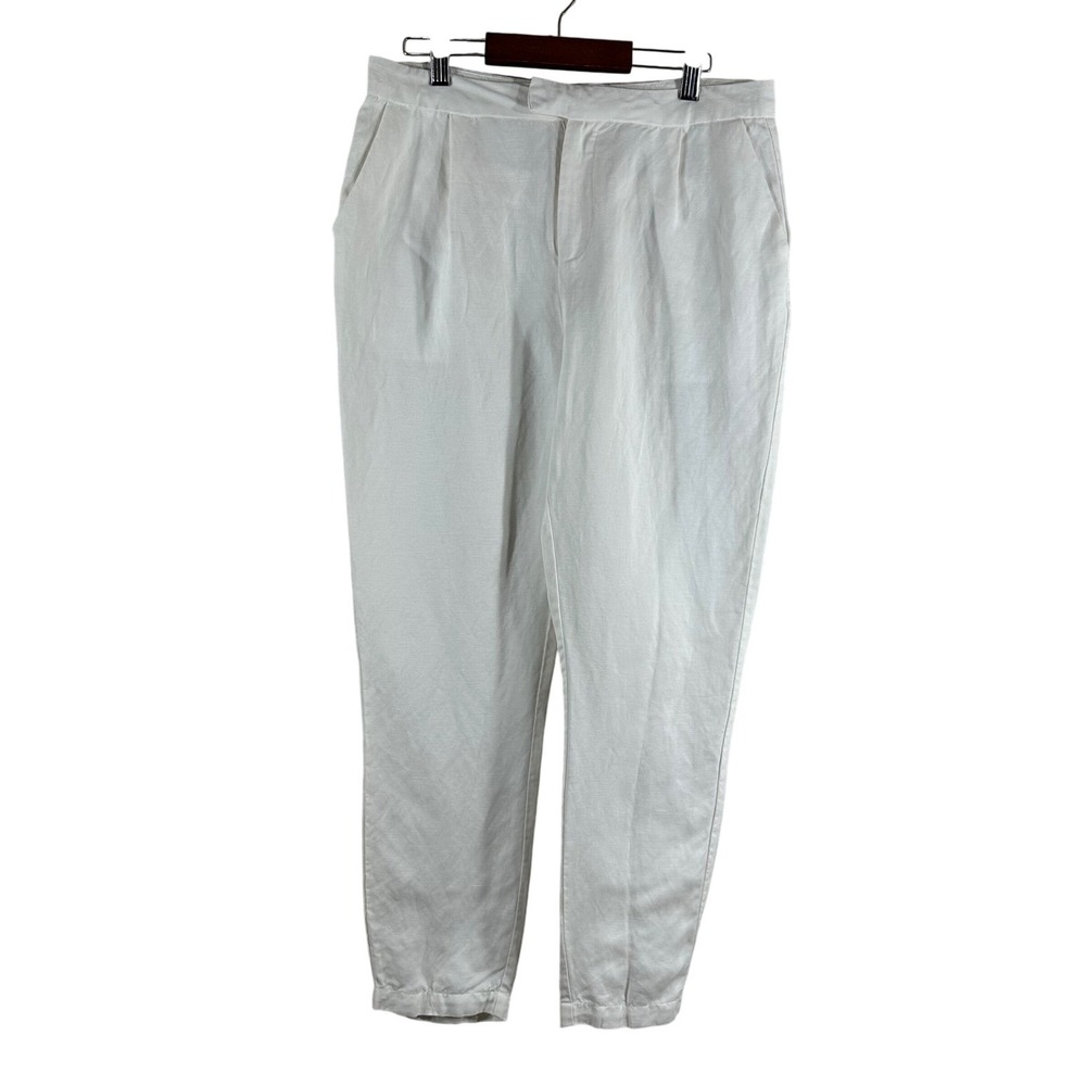 Cupcakes and Cashmere White Linen Tencel Pleated Tapered Pants‎ Womens 4